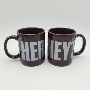 Set of 2 Hershey's Chocolate Coffee Mugs Ceramic Brown Cups 10 oz Since 1894